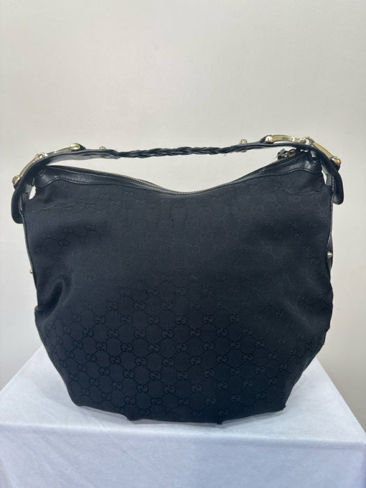 Gucci Black Canvas Guccisima Braid Top Handle Top Zip Hobo Bag
