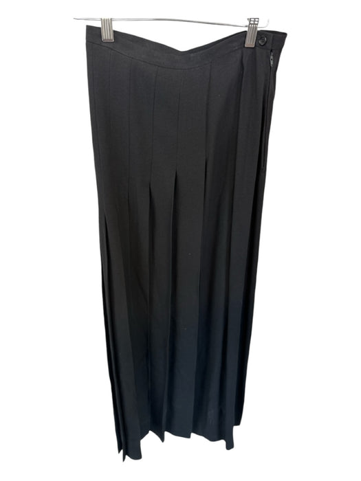 Lanvin Size Est S/M Black Acetate Blend High Waist Pleated Side Zip Maxi Skirt Black / Est S/M