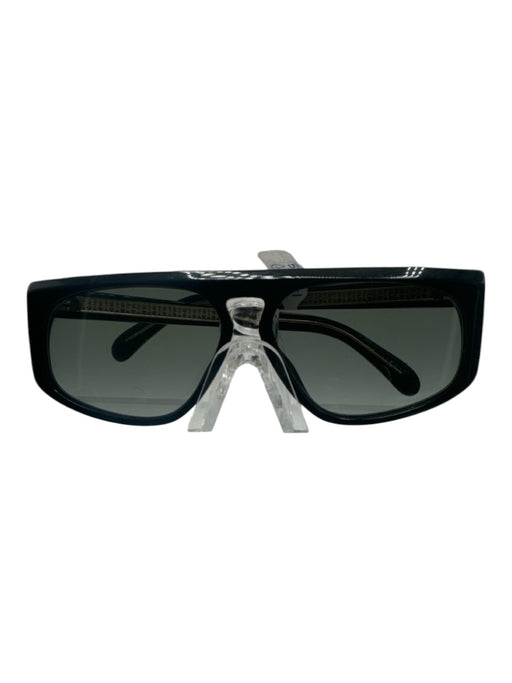 Givenchy Black Acetate Flat Top Rectangular Sunglasses Black