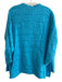 Aurea Vita Size M Blue Silk & Linen Standing Collar Half Button 3/4 Sleeve Top Blue / M