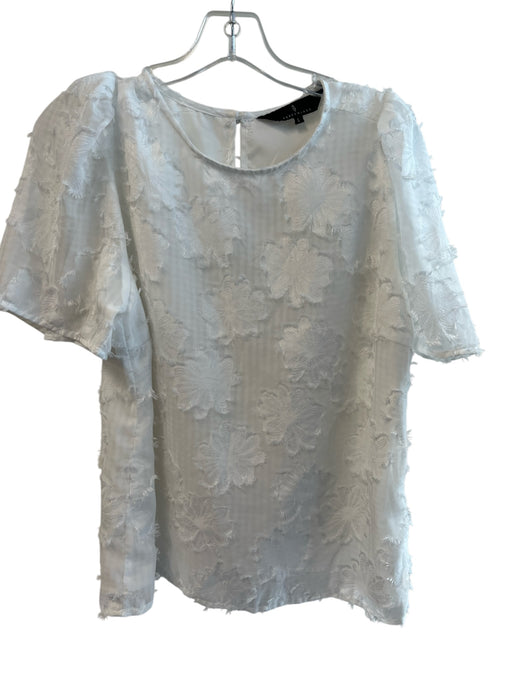 Abbey Glass Size Large White Polyester Sleeveless Round Neck Short Sleeve Top White / Large