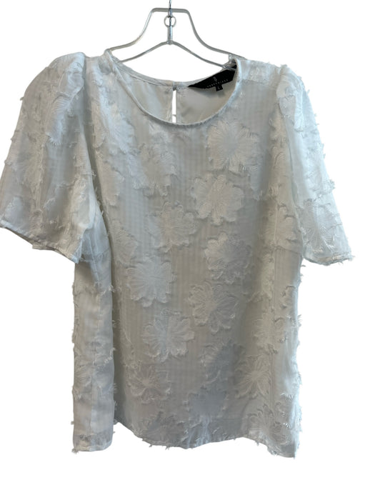 Abbey Glass Size Large White Polyester Sleeveless Round Neck Short Sleeve Top White / Large
