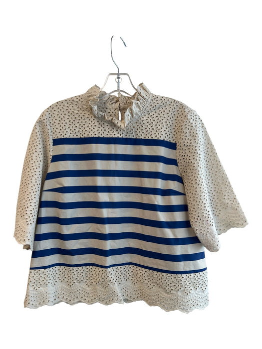 Hope for Flowers by Tracy Reese Size Medium Beige & Blue Organic Cotton Top Beige & Blue / Medium