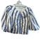 Marie Oliver Size Medium White & Blue Linen & Cotton Striped Puff Sleeve Top White & Blue / Medium