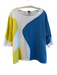 Marble Size L White Blue & Yellow Cotton Knit Boat Neck 1/2 sleeve Top White Blue & Yellow / L