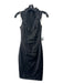 Karen Millen Size 2 Black Acetate Blend V Neck Sleeveless Reptile print Dress Black / 2