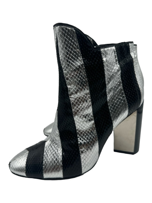 Pierre Hardy Shoe Size 36.5 Black & Silver Snakeskin Striped Ankle Booties Black & Silver / 36.5