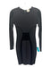 Reiss Size 2 Black Viscose Blend Long Sleeve Velvet Detail Back Zip Dress Black / 2