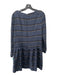 Sea New York Size 2 Blue Black Beige Silk Houndstooth Wide Neck Layered Dress Blue Black Beige / 2