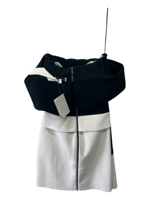 Mugler Size 34 Black & White Acetate Blend Off Shoulder Pop Over Pop Over Dress Black & White / 34