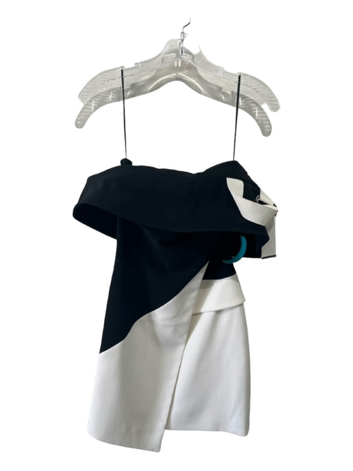 Mugler Size 34 Black & White Acetate Blend Off Shoulder Pop Over Pop Over Dress Black & White / 34