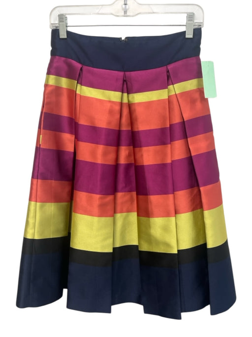 Moulinette Soeurs Size 4 Navy, Pink & Multi Polyester Back Zip Box Pleats Skirt Navy, Pink & Multi / 4