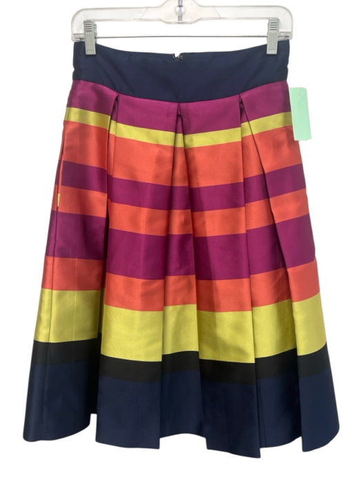 Moulinette Soeurs Size 4 Navy, Pink & Multi Polyester Back Zip Box Pleats Skirt Navy, Pink & Multi / 4