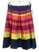 Moulinette Soeurs Size 4 Navy, Pink & Multi Polyester Back Zip Box Pleats Skirt Navy, Pink & Multi / 4