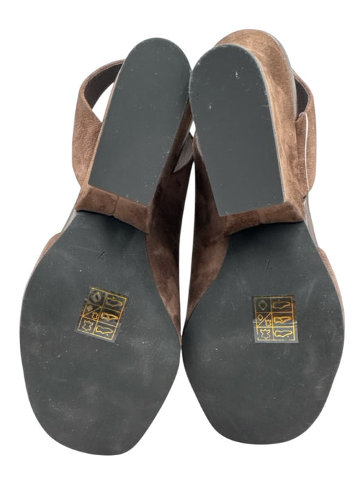 Jeffrey Campbell Shoe Size 7 Brown Suede Square Toe Block Heel Wedge Sandals Brown / 7