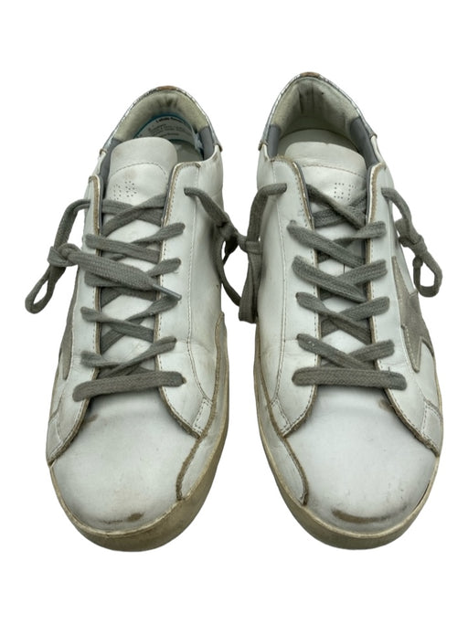 Golden Goose Shoe Size 41 White & Grey Leather Low Top lace up Sneakers White & Grey / 41