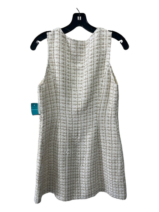 Reformation Size 6 White & Gold Polyester Blend Tweed Square Neck Dress White & Gold / 6