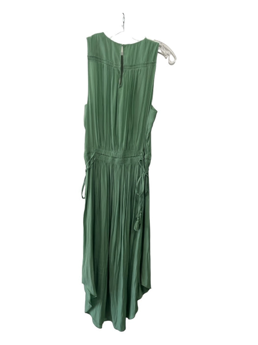 Ramy Brook Size S Green Polyester V Neck Sleeveless Drawstring Waist Midi Dress Green / S