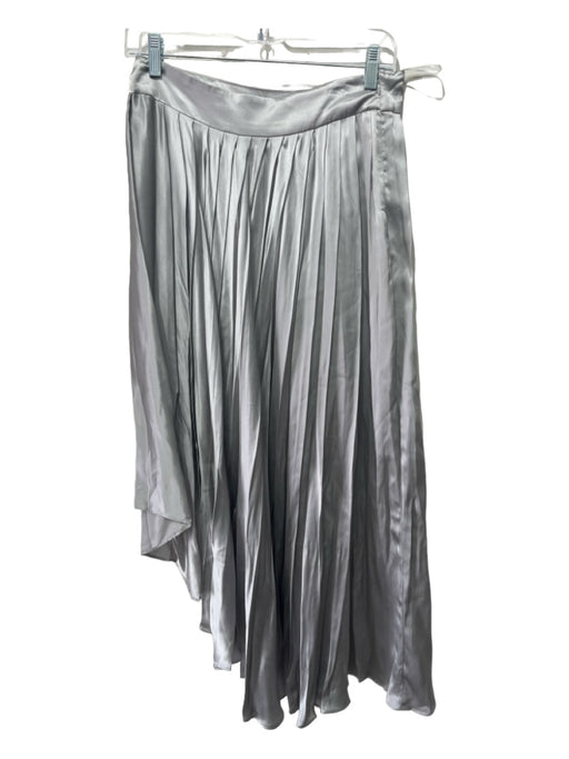 Amanda Maria Size M Silver Gray Silk Pleated Assymetric Hem Side Zip Skirt Silver Gray / M