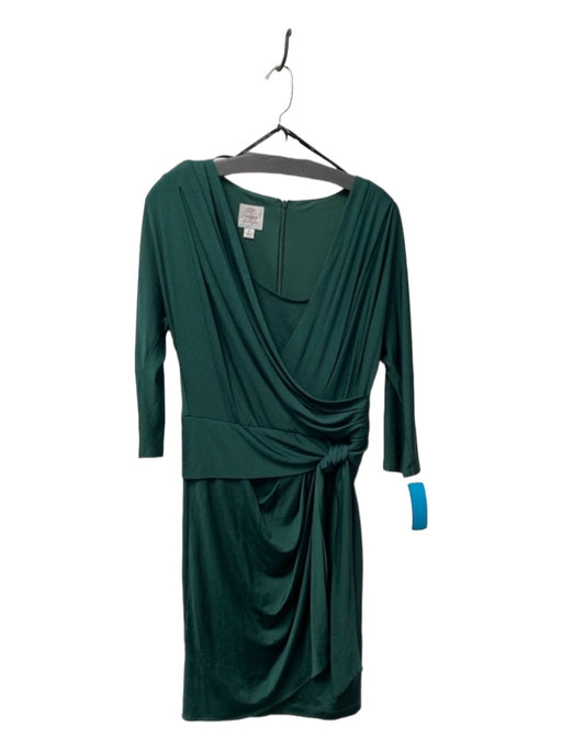 Suzi Chin Size 6 Forrest Green Viscose Blend 3/4 Sleeve Draped Front Dress Forrest Green / 6