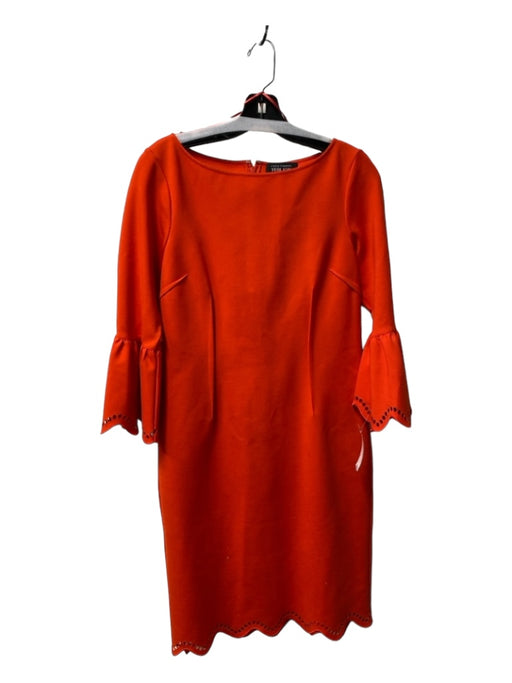 Rickie Freeman for Teri Jon Size 8 Bright Orange Rayon Blend 3/4 Sleeve Dress Bright Orange / 8