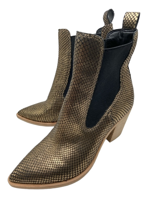 Dolce Vita Shoe Size 9 Black & Gold Reptile Embossed Pointed Toe Chelsea Booties Black & Gold / 9