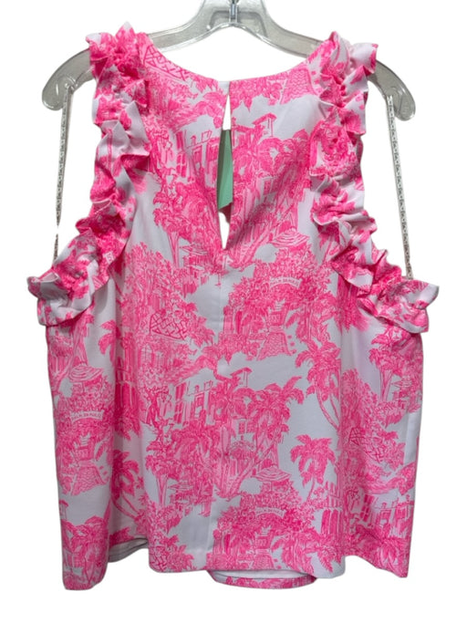 Lilly Pulitzer Size XL Pink Sleeveless Printed Ruffles Top Pink / XL