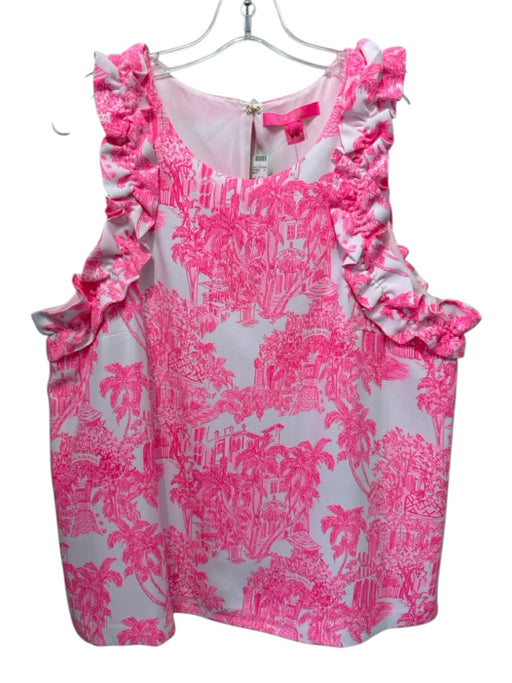 Lilly Pulitzer Size XL Pink Sleeveless Printed Ruffles Top Pink / XL