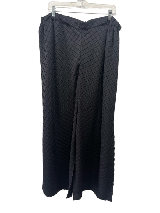 Lafayette 148 Size 2X Black Polyester Elastic Waist Textured Trouser Pants Black / 2X