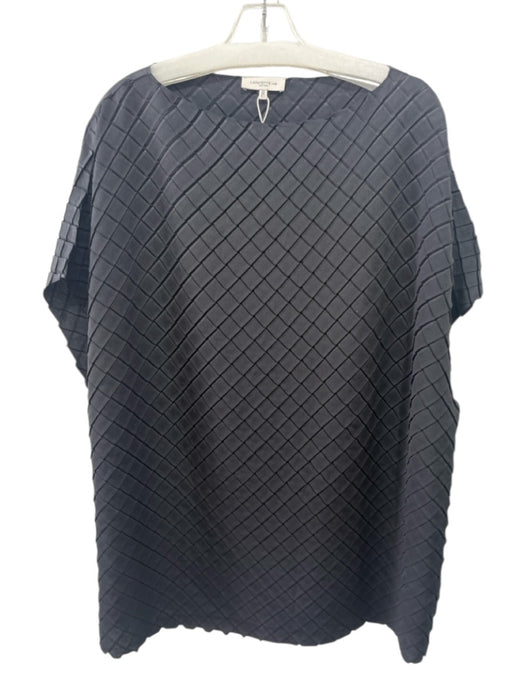Lafayette 148 Size 1X Black Polyester Textured Sleeveless Top Black / 1X