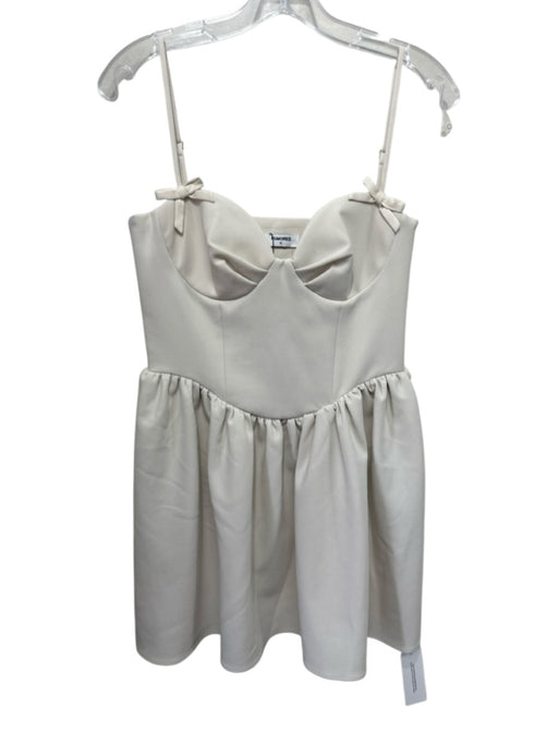 Rumored Size M Cream Poly Blend Bow detail Sleeveless Mini Zip Close Dress Cream / M