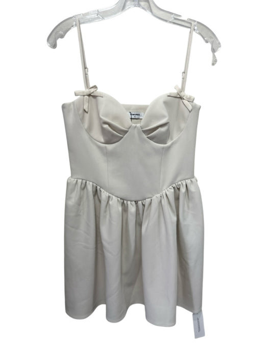Rumored Size M Cream Poly Blend Bow detail Sleeveless Mini Zip Close Dress Cream / M