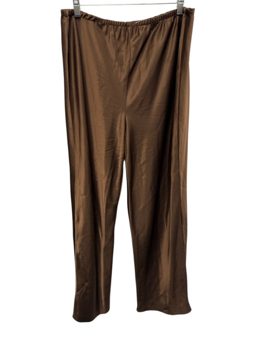 Reformation Size XL Brown Acetate Blend Satin Wide Leg Elastic Waist Flowy Pants Brown / XL