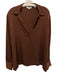 Vince Size XL Brown Silk Long Sleeve Collar V Neck Tunic Top Brown / XL