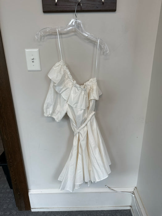 Rhode for Target Size S White Cotton & Rayon Off Shoulder Tie Waist Mini Dress
