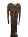 Bec & Bridge Size 4 Brown & Black Viscose Long Sleeve Squares Low Back Dress Brown & Black / 4