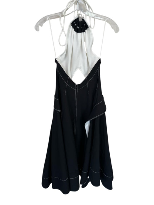 L'Academie Size XS Black & White Recycled Polyester Blend Halter Neck Midi Dress Black & White / XS