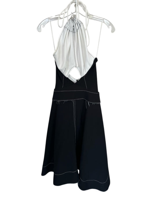 L'Academie Size XS Black & White Recycled Polyester Blend Halter Neck Midi Dress Black & White / XS