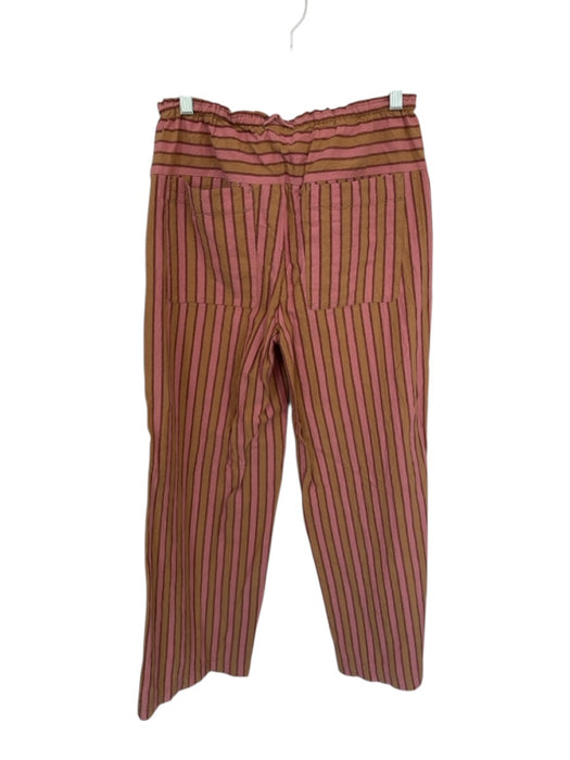 Free People Size XS Brown & Mauve Cotton Drawstring Striped Wide Leg Pants Brown & Mauve / XS