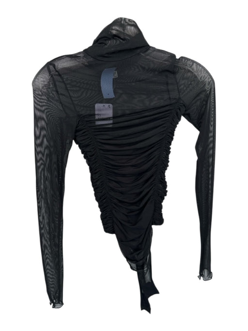 Free People Size XS Black Nylon Mock Neck Gathered Front Bodysuit Black / XS