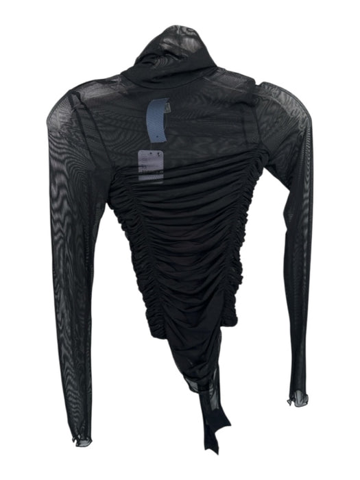 Free People Size XS Black Nylon Mock Neck Gathered Front Bodysuit Black / XS