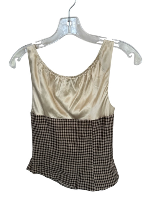 Reformation Size 2 Brown & Cream Linen Blend Sleeveless Checkered corset Top Brown & Cream / 2