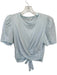 A.L.C. Size S Baby Blue Cotton Short Sleeve Front Twist Back Tie Cropped Top Baby Blue / S