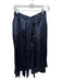 Zara Size XS Navy Acetate Side Zip Fringe Midi Skirt Navy / XS