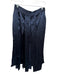 Zara Size XS Navy Acetate Side Zip Fringe Midi Skirt Navy / XS
