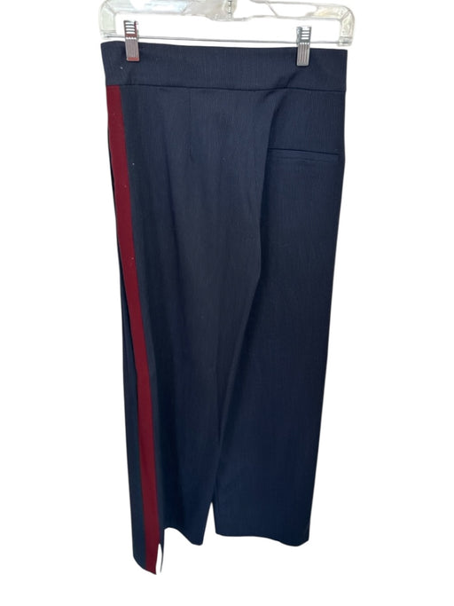 Zara Size XS Navy & Maroon Viscose High Waist Pinstripe Side Stripes Pants Navy & Maroon / XS