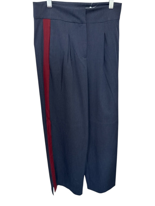 Zara Size XS Navy & Maroon Viscose High Waist Pinstripe Side Stripes Pants Navy & Maroon / XS