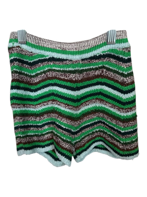 Free People Size XS Green & Brown Viscose Blend Elastic Waist Knit Mini Shorts Green & Brown / XS