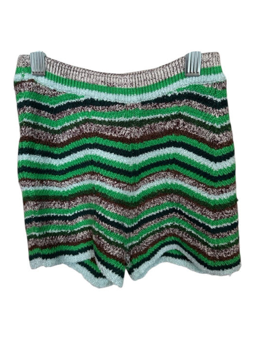 Free People Size XS Green & Brown Viscose Blend Elastic Waist Knit Mini Shorts Green & Brown / XS