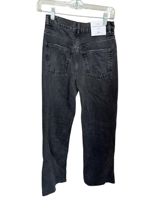 Zara Size 2 Charcoal Cotton High Waist Wide Leg Jeans Charcoal / 2